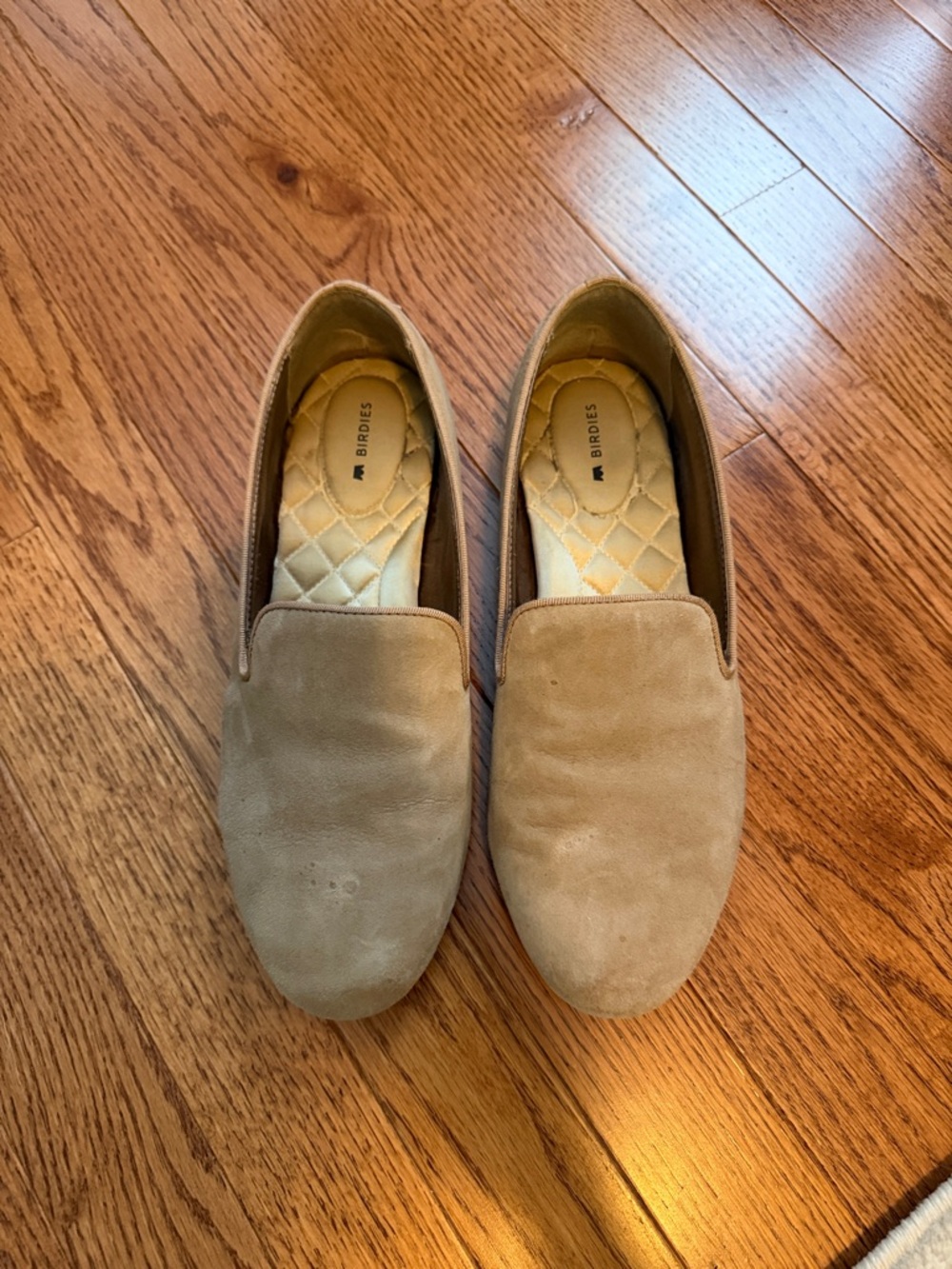 Birdies Suede Slip-On Loafers in Beige-Tan